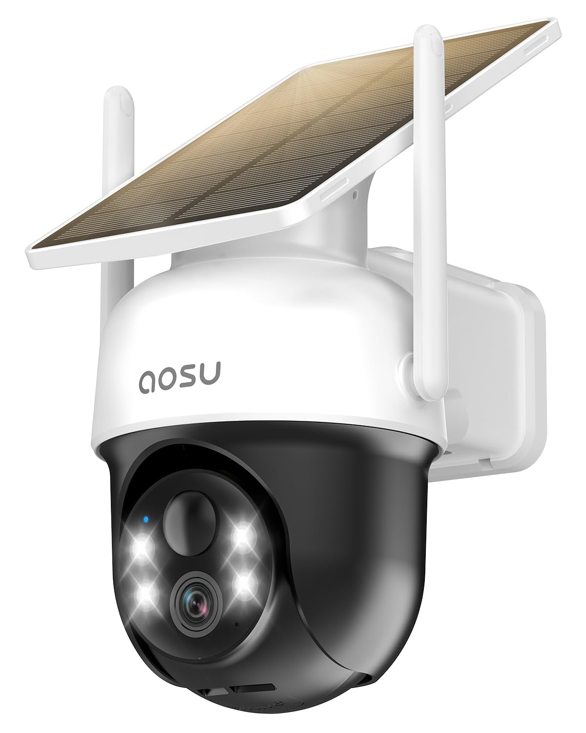 aosu 防犯カメラ ソーラー一体 屋外 360度広角 wifi式 2K 300万高画素 IP66防水防塵 人体検知 自動追跡 完全無線 夜間カラー撮影 双方向音声通話 音と光のアラーム 家族共有 イ