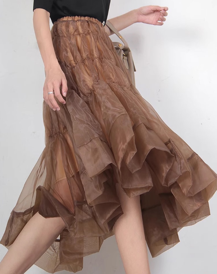 レディース チュールスカート 膝丈 Aライン ハイウエスト きれいめ エレガント 無地 春 夏 イベント S M L XL ベージュ 6,481円