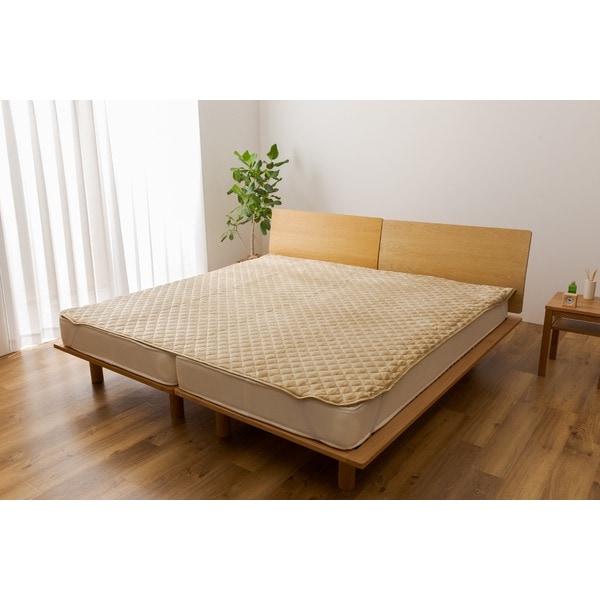 mofua プレミアムマイクロファイバー敷パッド ワイドキング（WK） ベージュ