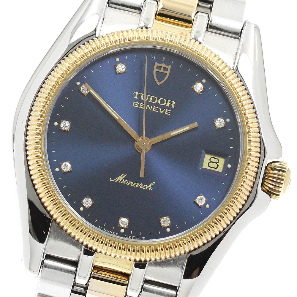 チュードル TUDOR 15733 モナーク デイト 10Pダイヤ クォーツ ボーイズ 良品 _955385【中古】