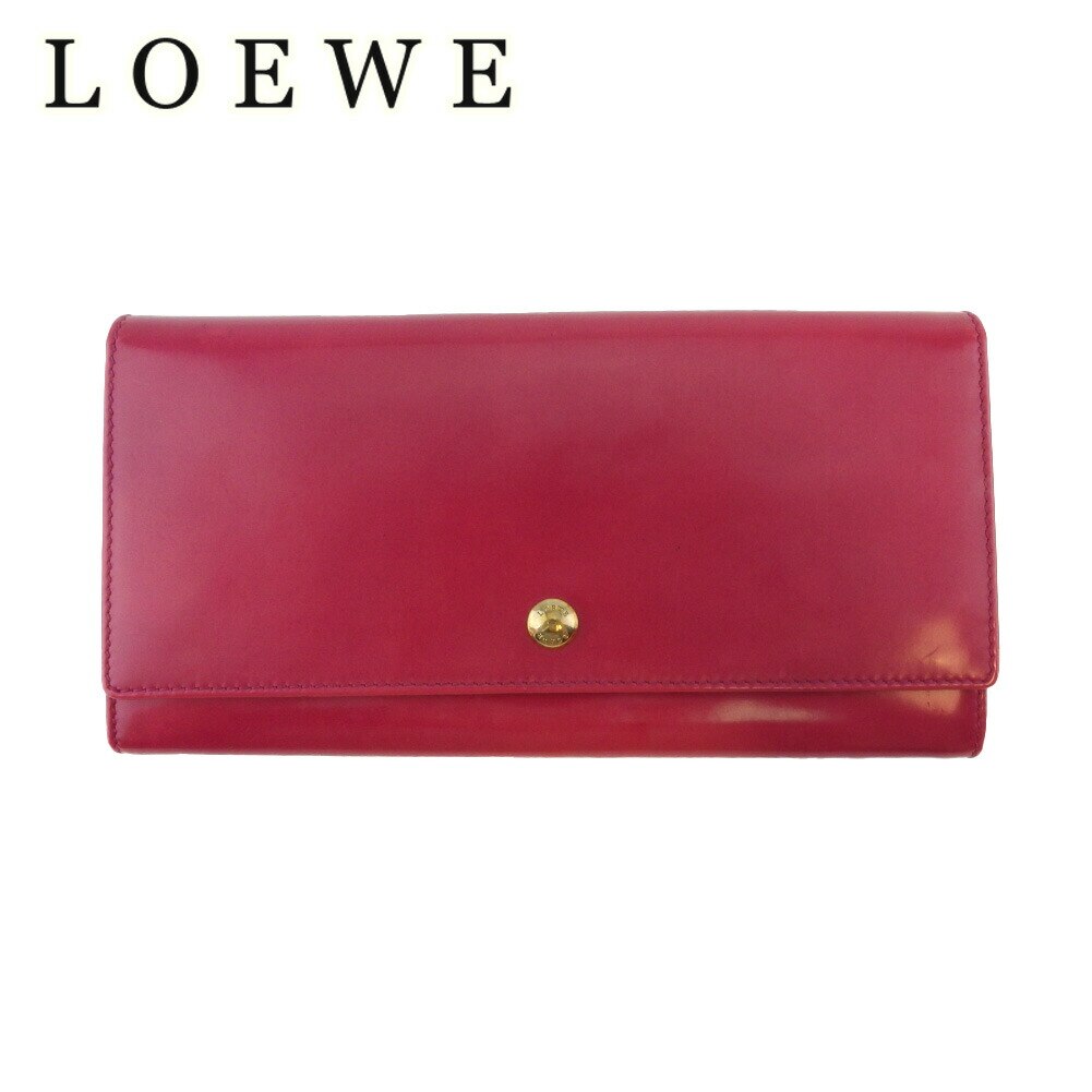 長財布 ファスナー付き 財布 ロゴボタン レディース ピンク グレー 灰色 ゴールド 中古