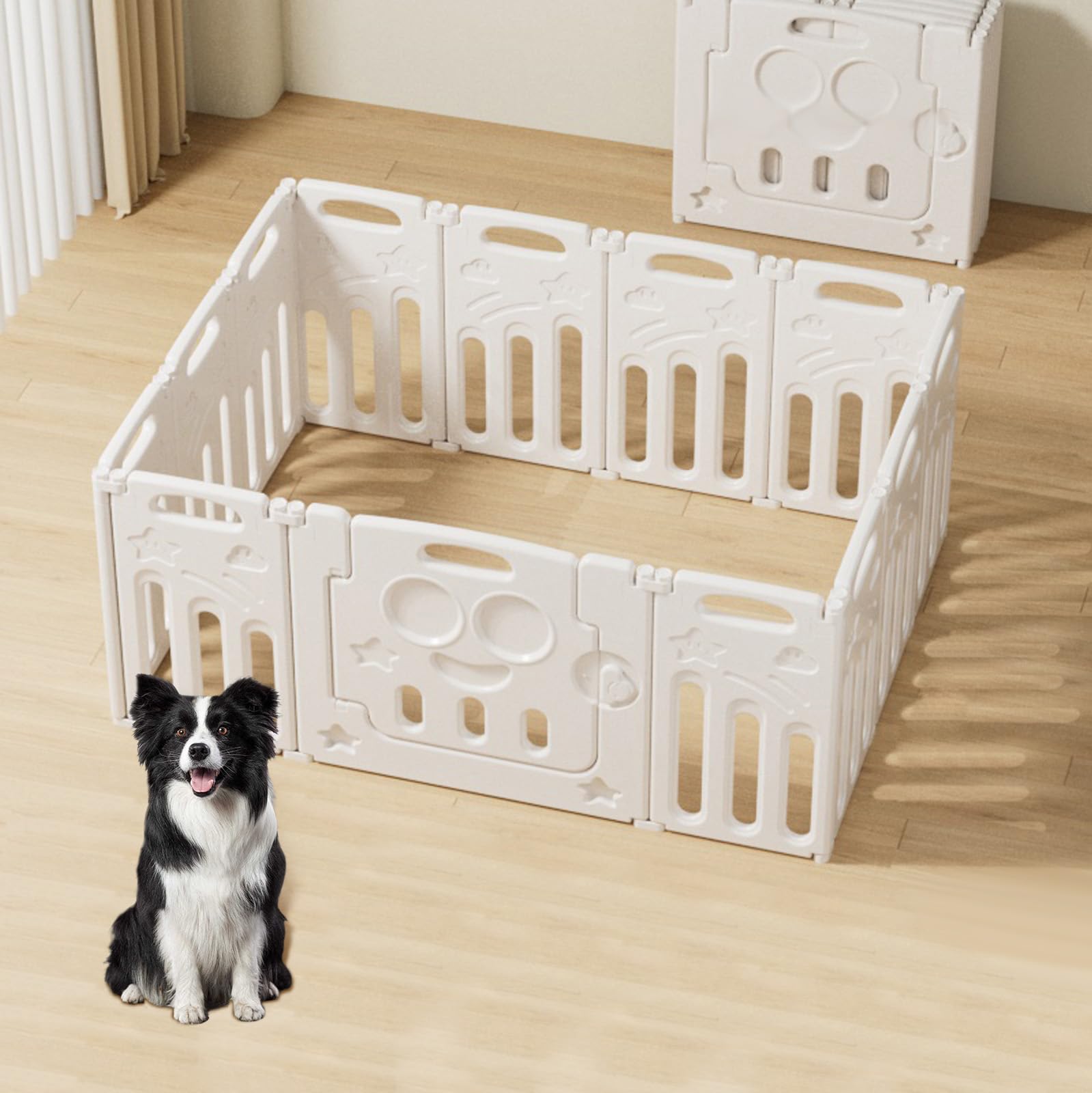 ペットフェンス サークル 犬用 小型犬 ドア付き 室内用 ドッグゲート 自由に組み立て可能 折りたたみ式 脱走防止 中小型犬用 高さ64 組み立て簡単