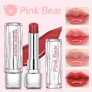 【TikTok大人気】リップ 口紅 糖光水エキス リップグロス光沢 鏡面 立体透明 保湿補水 少女唇ゼリー ガラスリップ ピケ熊 発色が可愛い マットリップ リップティント