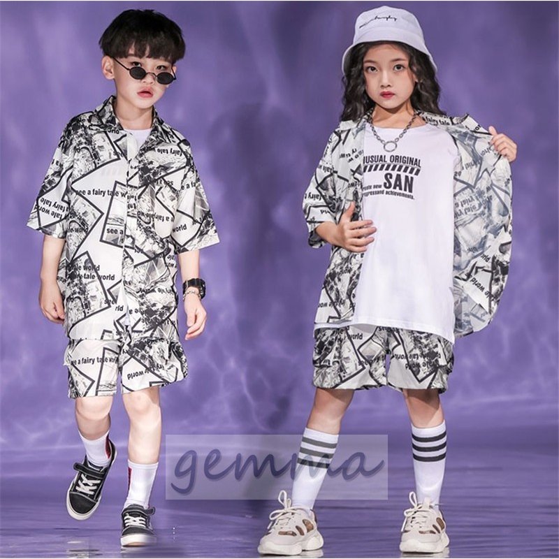 キッズ ダンス衣装 男の子 女の子 ヒップホップ HIPHOP セットアップ 子供 チアガール トッ