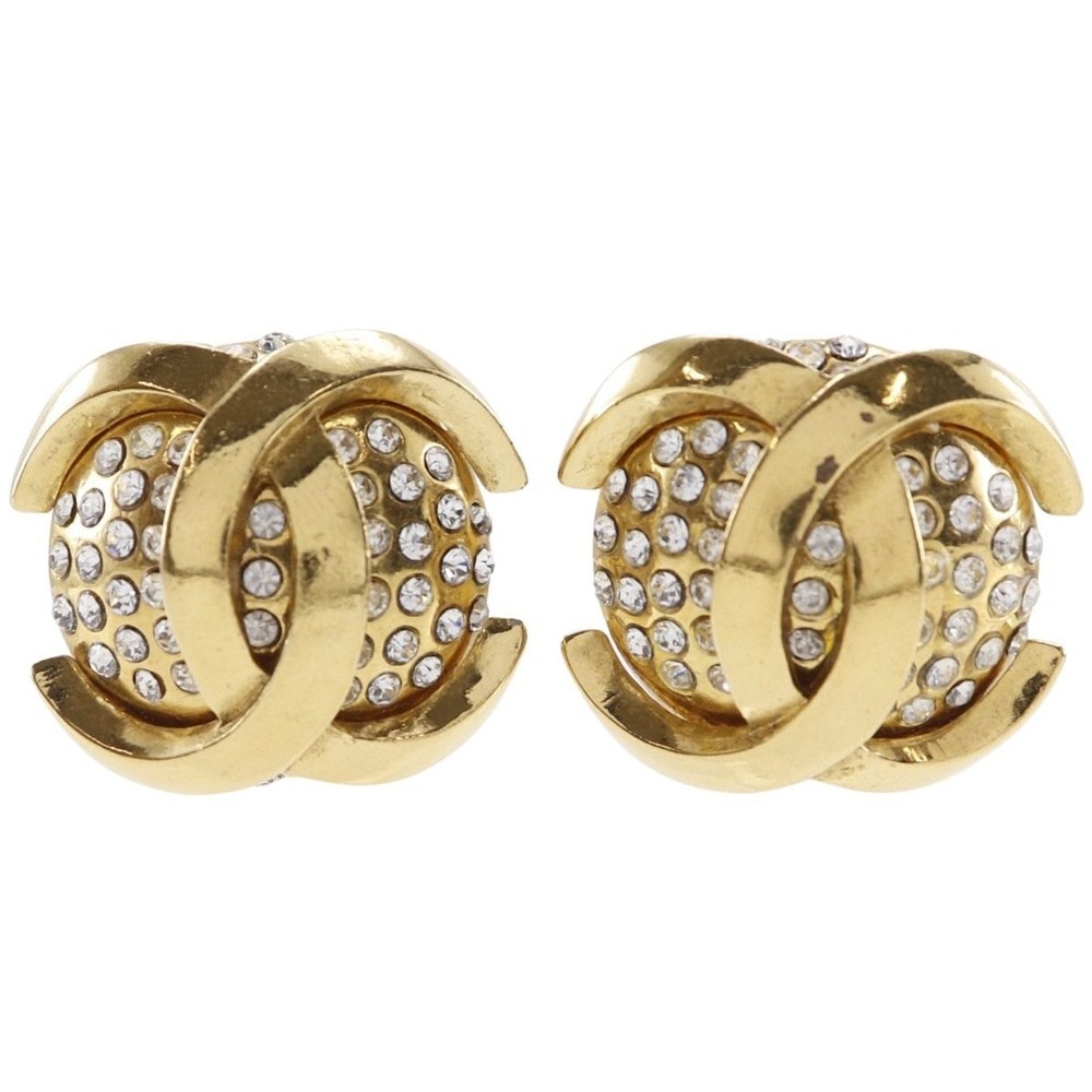 ココマーク ヴィンテージ イヤリング 金メッキ ラインストーン 23 約34.1g レディース 中古品