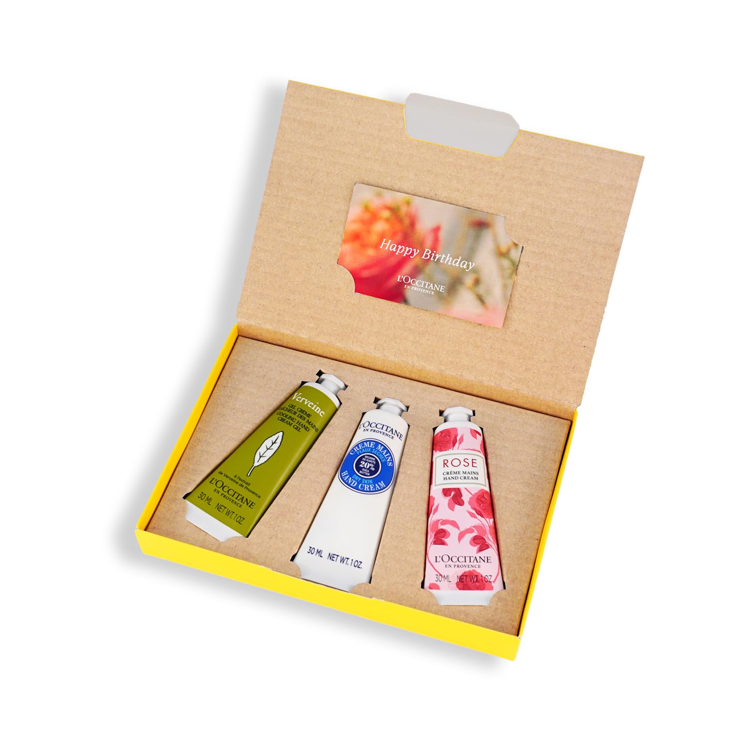 ロクシタン(LOCCITANE) ハンド クリームHAPPY BIRTHDAYギフト(3本セット ヴァーベナアイス シア ローズ)メッセージ付き ギフト 誕生日 プレゼント 女性 男性