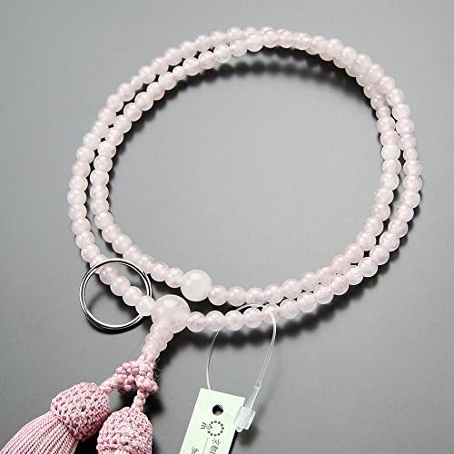 念珠ドットコム 曹洞宗 数珠 女性用 8寸 ローズクォーツ 正絹2色房 京念珠 禅宗 念誦 108玉 紅水晶 二連 八寸 102440014 数珠袋プレゼント！