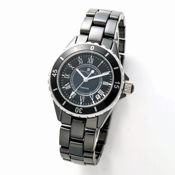 取寄品 正規品 Salvatore Marra 腕時計 SM23103-BKR 日常生活防水 日付表示 セラミック メタルベルト 防水 メンズ腕時計