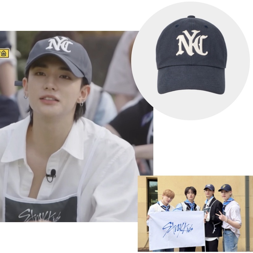STRAYKIDS ヒョンジン帽子 NYC WASHED BALL CAP NAVY キャップ帽 STRAYKIDS