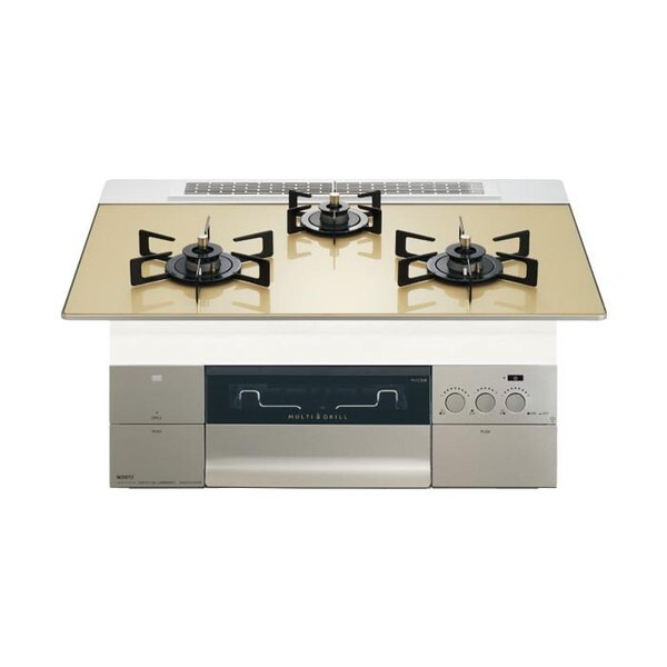 ビルトインガスコンロ プロパンガス用 3口 幅75cm N3S23PWASFSTEC-LP シャンパンゴールドガラストップ プログレ