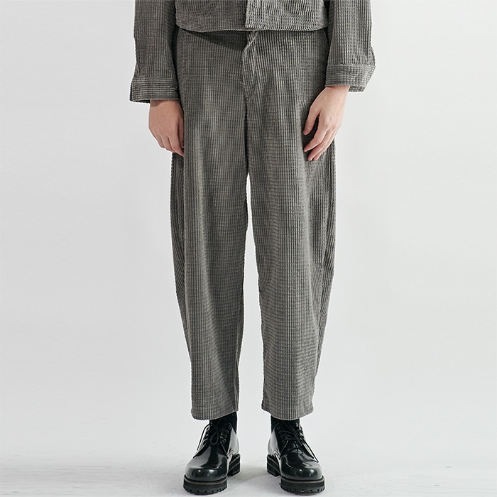 [送料無料]スミスアもーチェックコーデュロイ トラウザー パンツ灰色の