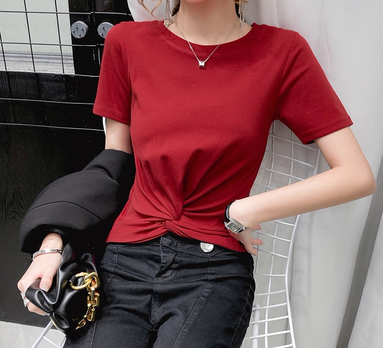 半袖Tシャツ トップス Tシャツ 袖あり 半袖 ラウンドネック 綿 ポリエステル かわいい 大人可愛い きれいめ シンプル カジュアル 大人 上品 おしゃれ お洒落 かっこいい レトロ 大人可愛い