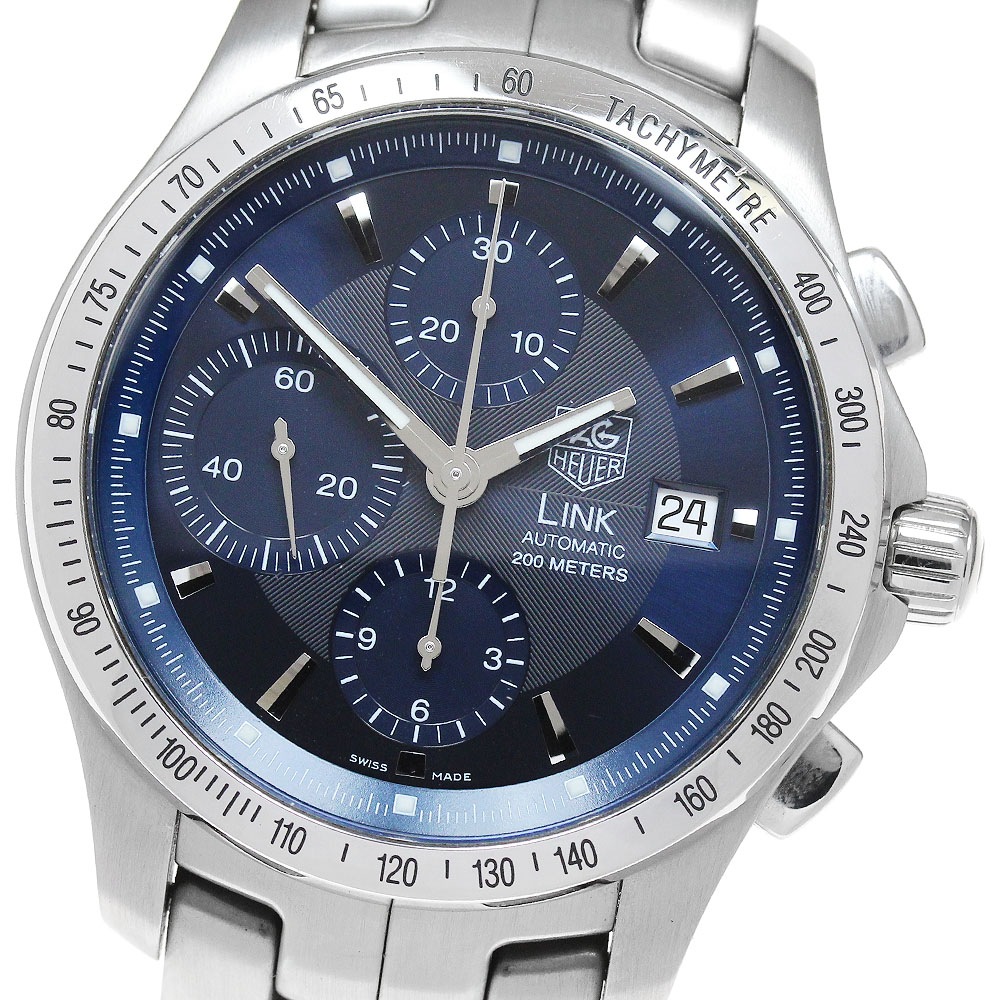 タグホイヤー TAG HEUER CJF2114-1 リンク デイト クロノグラフ 自動巻き メンズ 良品 保証書付き_862312【中古】