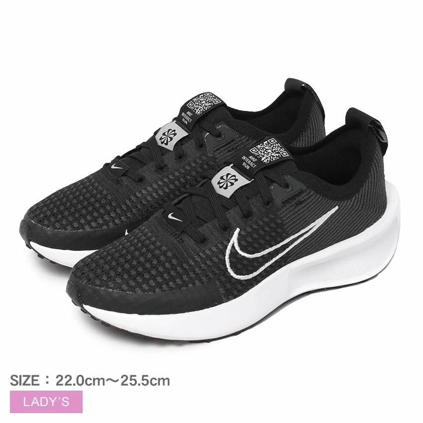 インタラクト ラン FD2292 レディース 靴 シューズ ローカット ランシュー ランニング ジョギング トレーニング 運動 クラブ ジム 紐靴 シンプル ロゴ アンスラサイト ブラック 黒