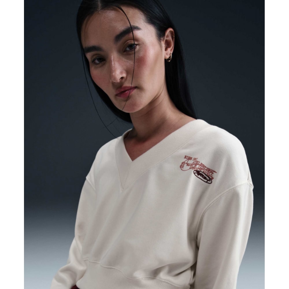 ナイキスポーツウェアフェニックスフリースオーバーサイズ V ネッククロップトップ W-ファントム:ファントム/HV4857-030