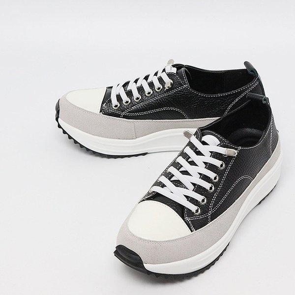 [シューズ] 牛革 女性スリップオン 女性用運動靴 スニーカー 4cm/2color smg445