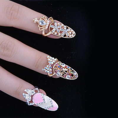 白ラメ　韓国ネイル　リング　指輪　ネイルチップ 56184268ffd9421c707a498800eecd