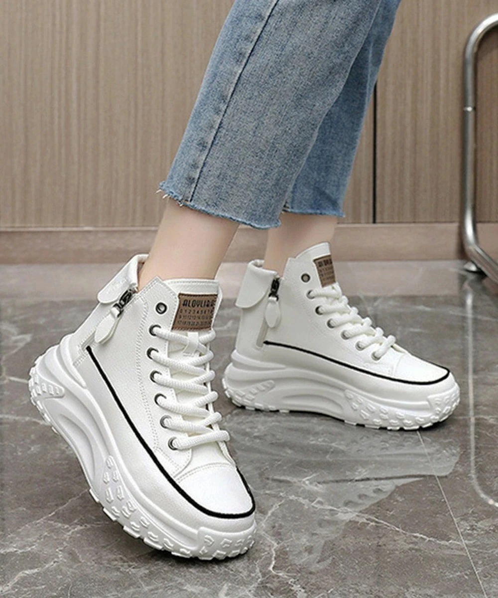 ハイカットスニーカー レディース 厚底靴 低身長さんシューズ 履きやすい靴 人気 カジュアルくつ通学
