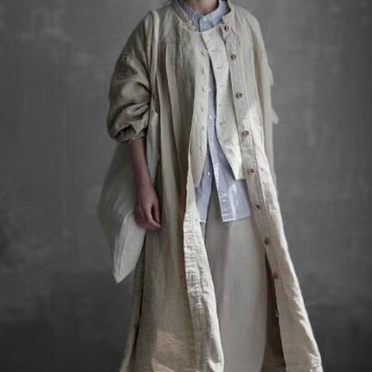 ロングカーディガン トップス カーディガン レディース 秋冬 春 カジュアル ゆったり 長袖 ロング丈 長袖 ラウンドネック 襟なし ストレート Aライン 前開き ベージュ 大人カラー ワンサイズ ジ