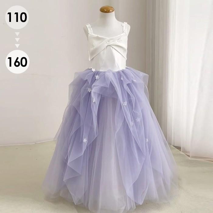 ()ピアノ発表会 ドレス 子供 女の子 パープル 紫 発表会ドレス ノースリーブ 子ども ワンピース お祝い日 演奏会 音楽会 フォーマル 誕生日 撮影 パーティー