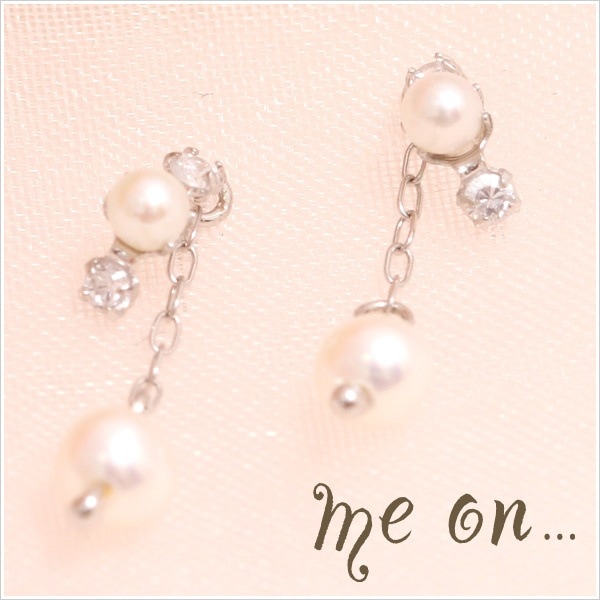 me on... K10WG 淡水パール キュービックジルコニア ピアス 発送目安２-３週間