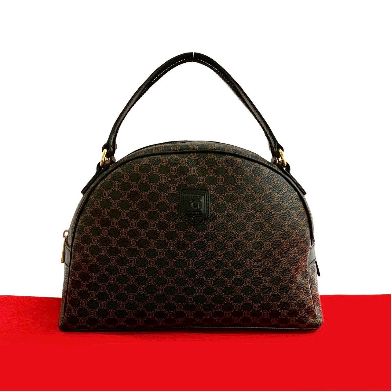 ヴィンテージ マカダム ブラゾン トリオンフ 柄ハンドバッグ レザー PVC ブラック 39867 53,100円