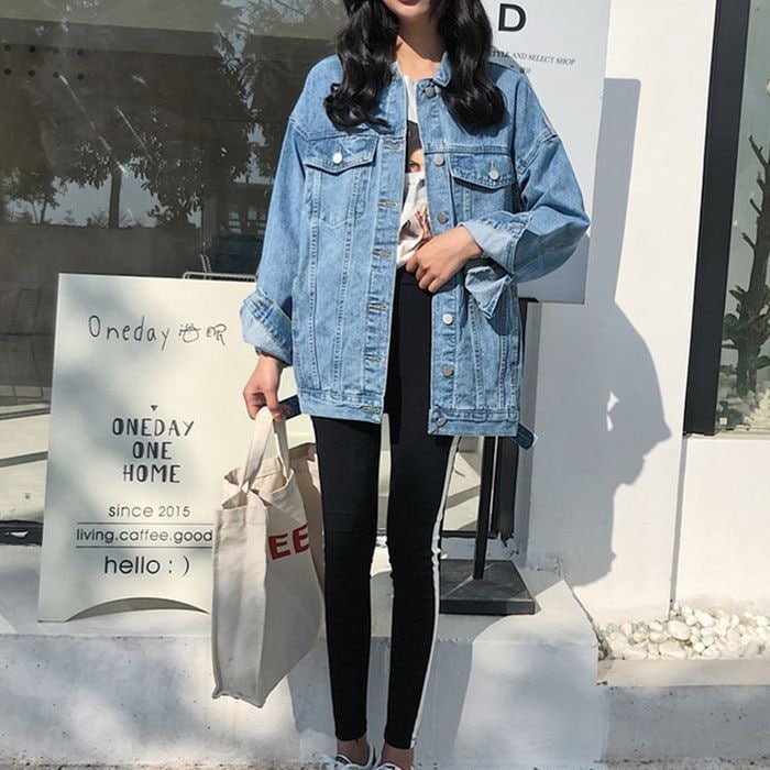 アウター レディース ジャケット Gジャン M L XL 2XL 3XL 4XL 韓国 デニムジャケット デニム ビッグシルエット オーバーサイズ 可愛い かわいい 大人可愛い きれいめ シンプル