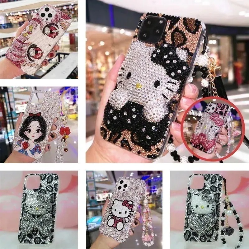 【メガ割】手作り キラキラ ラインストーン キティー ちゃん ラプンツェル セーラームーン iphoneケース iphone14promax13pro12mini11plus全機種対応
