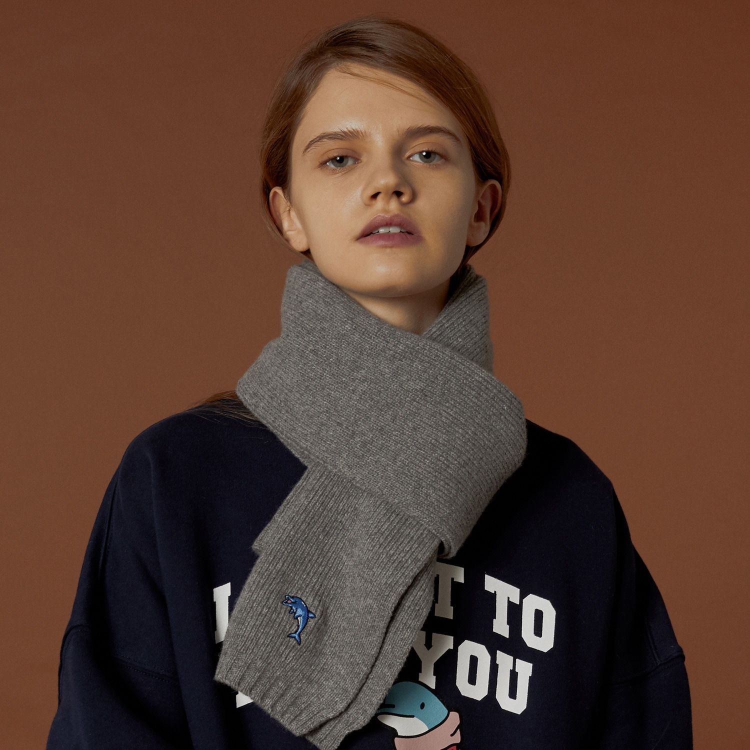 WAIKEI Dolphin Cashmere Muffler GREY