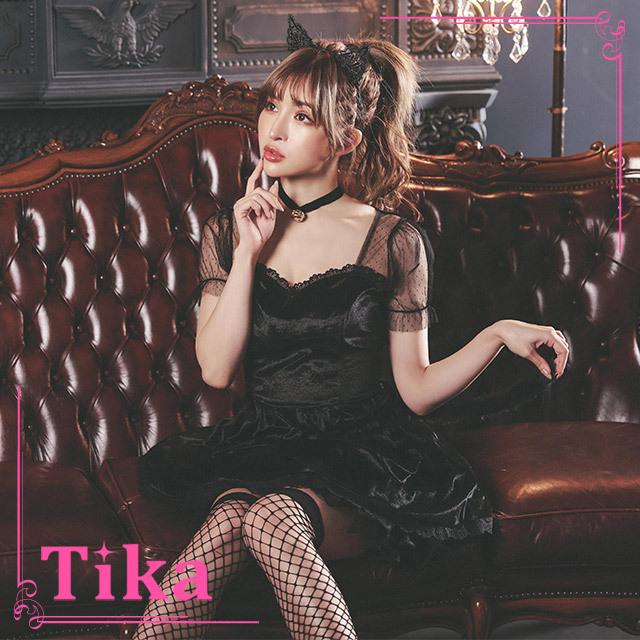 ハロウィン コスプレ セクシー 衣装 猫 ネコ 猫耳 仮装 コスチューム セット 黒 ベロア ワンピース カチューシャ チョーカー 可愛い キャバ嬢 激安