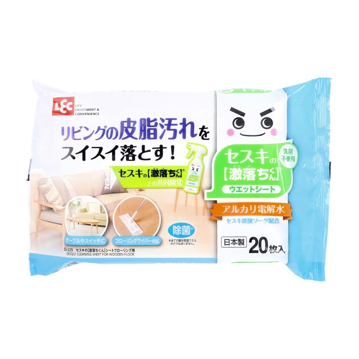 フローリング用ウェットシート セスキの激落ちくん セスキ炭酸ソーダ配合 20枚入り X20パック