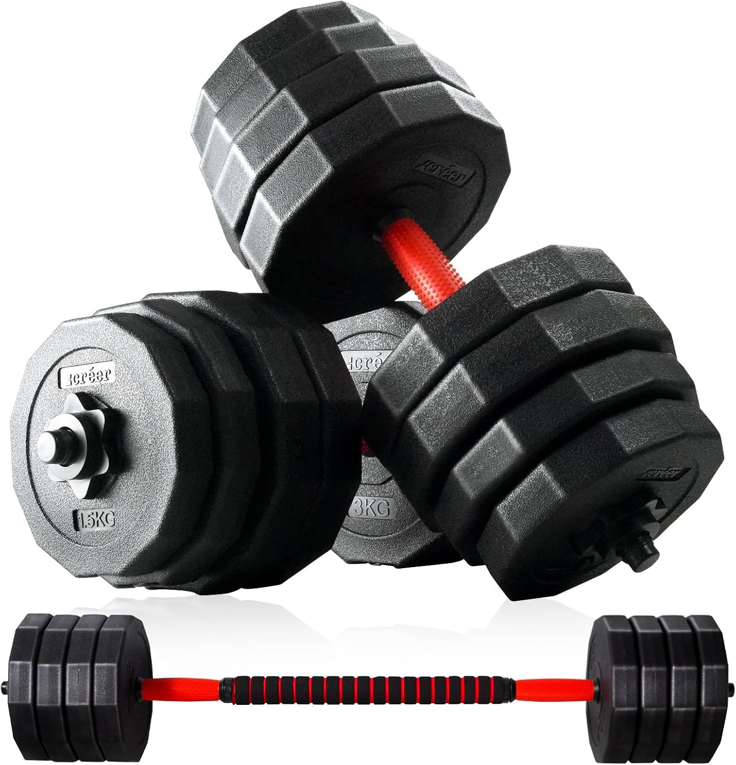 ダンベル 可変式 バーベルにもなる 5kg 10kg 20kg ２個セット