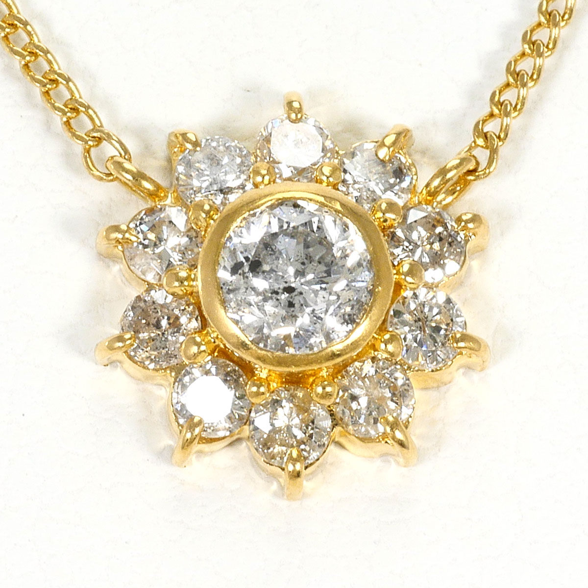 K18 18金 YG イエローゴールド ネックレス ダイヤモンド 0.50ct 総重量約2.5g 約41cm 中古