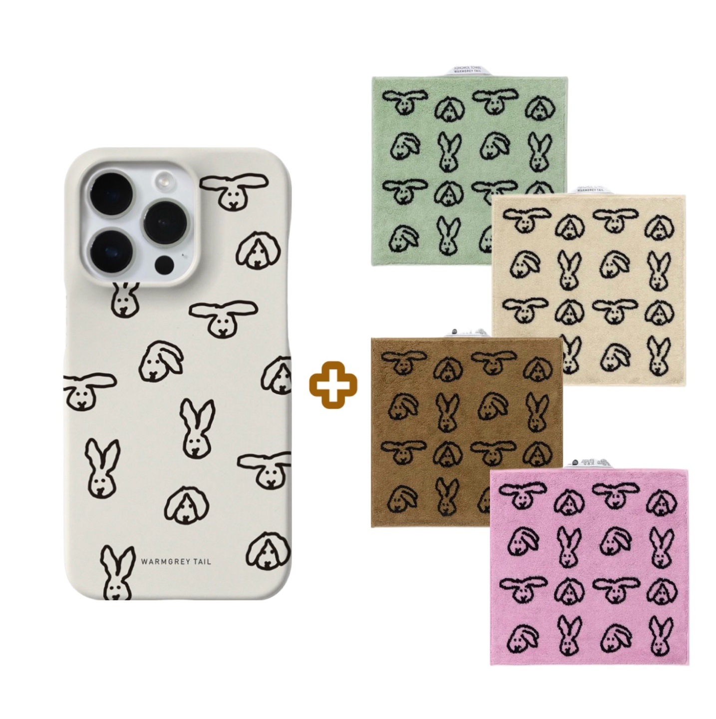 【韓国限定】BUNNY BUNNY バニーバニー スマホケース+ハンドタオル ゆるきゃら うさぎ