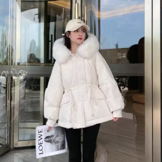 ダウンジャケット レディース アウター 羽織 ジャケット 長袖 シンプル 無地 ベーシック 定番 フロントジッパー カジュアル お出かけ おしゃれ アウトドア ファー ふわふわ 暖かい フード付き