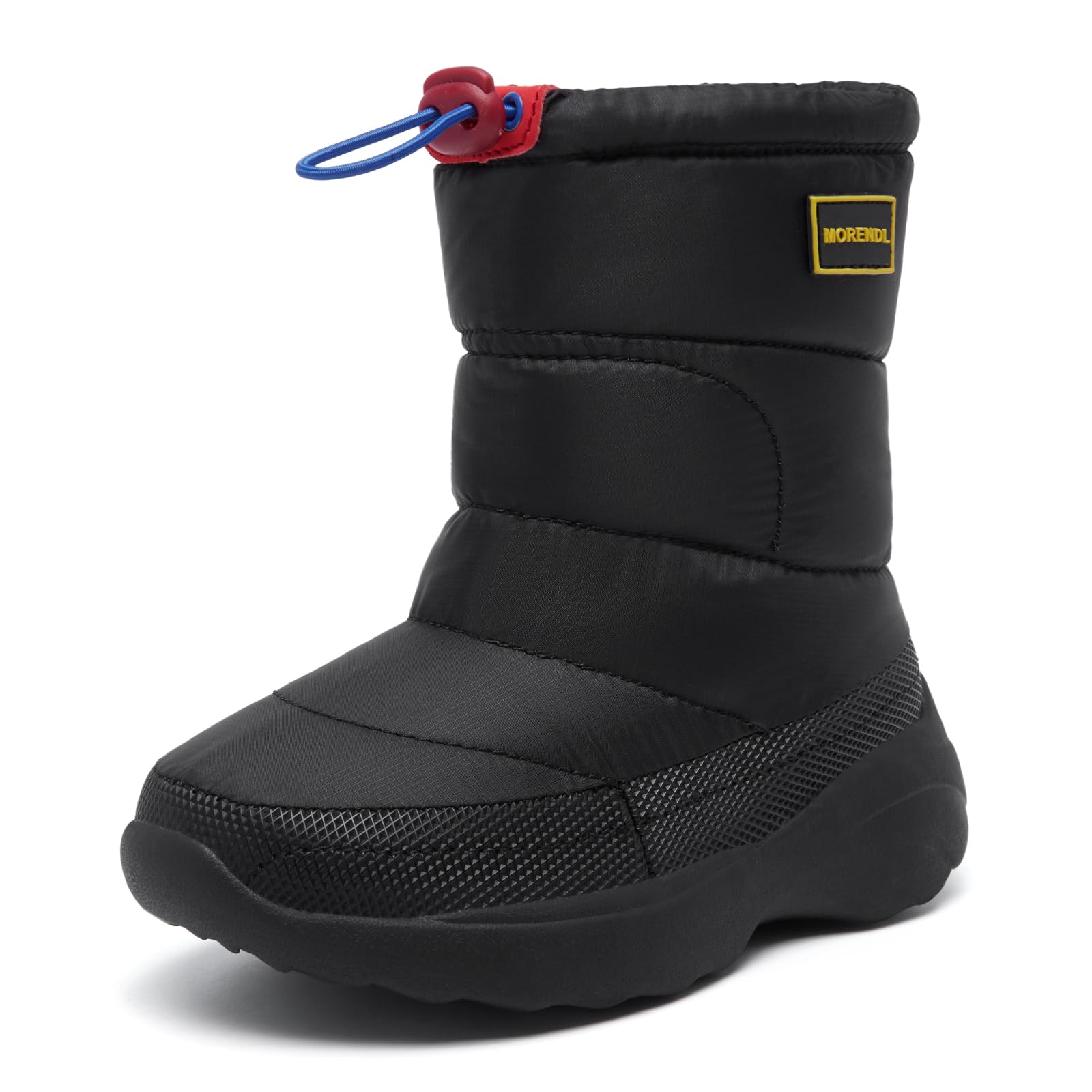 [MORENDL] スノーブーツ キッズ 雪遊び 冬 雪用ブーツ 子供靴 防滑 雪柄 防風 防水 防寒対策 女の子 男の子 (23.0cm, ブラック)