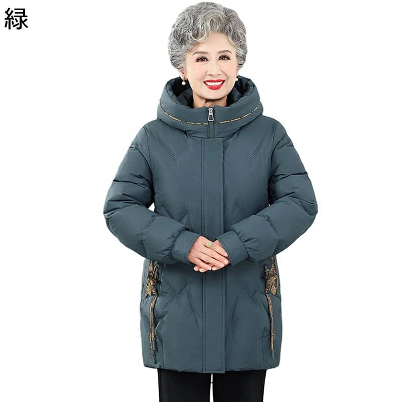 レディースアウタージャケット レディース 中綿入り 花 花柄 刺繍デザインポケット フード付き 中綿コート 綿服 長袖 婦人 シニア お年寄り 中高年 50-70代 秋冬服 い コート 日常