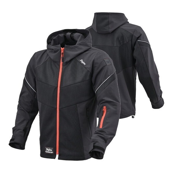 D46818 ジャケット 春夏 ハーフメッシュパーカー DJ-010 ブラック/レッド Mサイズ