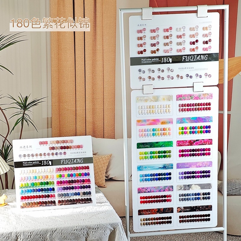 フーチアン180色の咲く花のマニキュアの大きなセットの接着剤2025新しいネイルアートショップの特別なセット