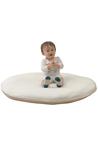 アクア ナイスデイ ベビーマット アイボリー 直径100cm mofua (モフア)イブル 綿100% CLOUD柄 キルト くすみ系 ラウンド型 円形 ふんわり クッション プレイマット