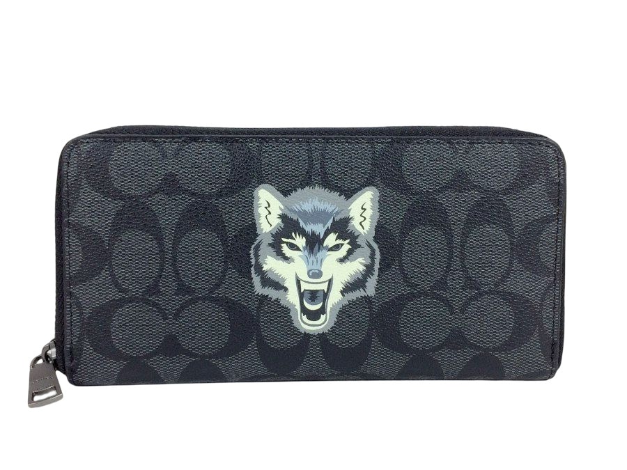 長財布 シグネチャー レザー ブラック 【中古品】