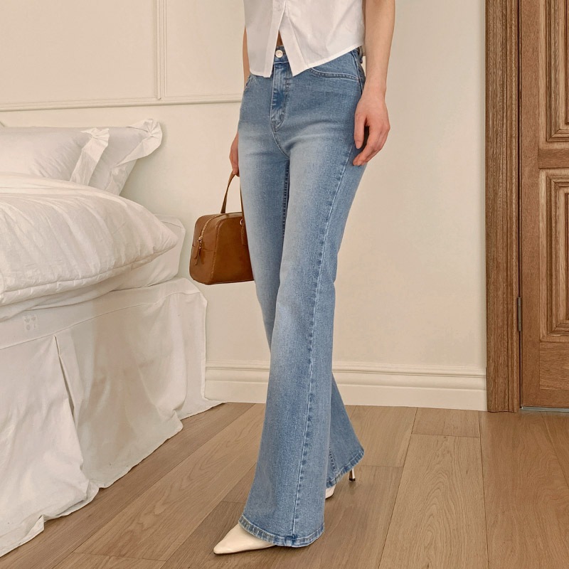 [tje0504]韓国ファッションブーツカットデニムパンツ