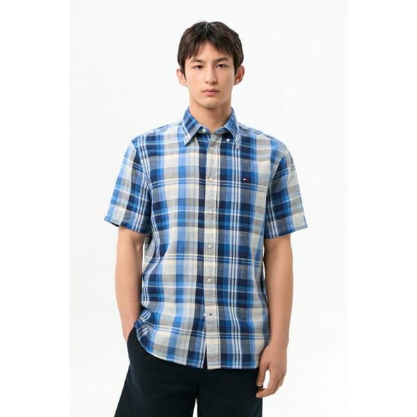 [男性] [レギュラーフィット] リネンブレンドレギュラーチェックシャツ(T12G3WSH125MT10MS)