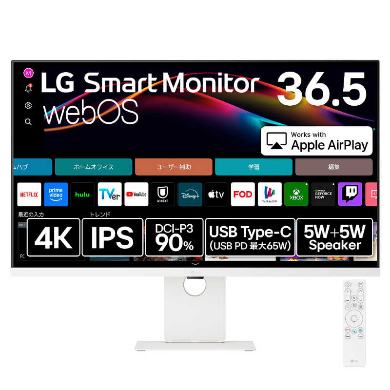 LG　PCモニター Smart Monitor ［4K(3840×2160) / ワイド / 60Hz］ ホワイト　37U730SA-W