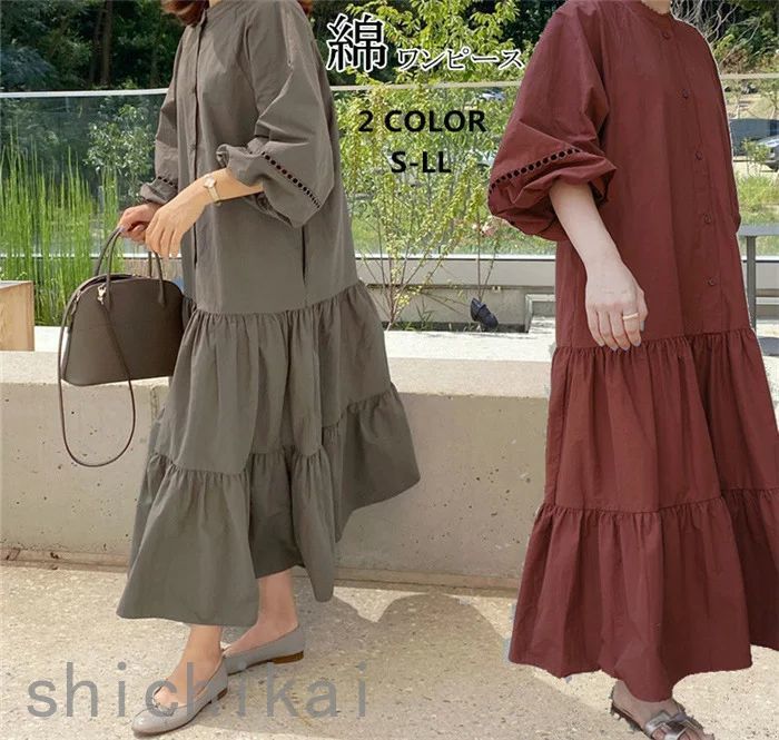 リネンワンピ リネンワンピース ホワイトデー 春 ゆったり オリジナル WILLS 体型カバー 無地 ボートネック 麻ワンピ THOM マキシ丈 ワンピ 七分袖 混 バルーンシルエット 亜麻 綿麻