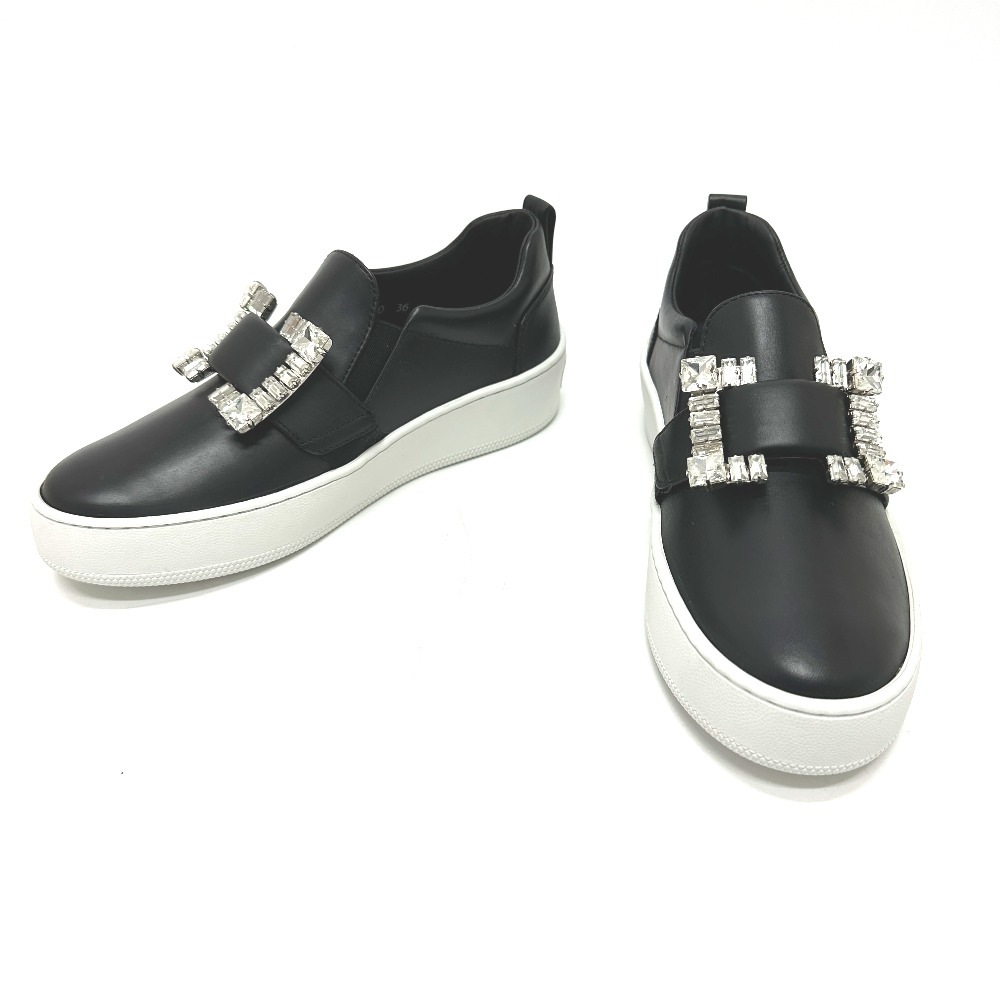 Sergio Rossi セルジオロッシ スニーカー A92080 クリスタルバックル ローカット 靴 レザー ブラック