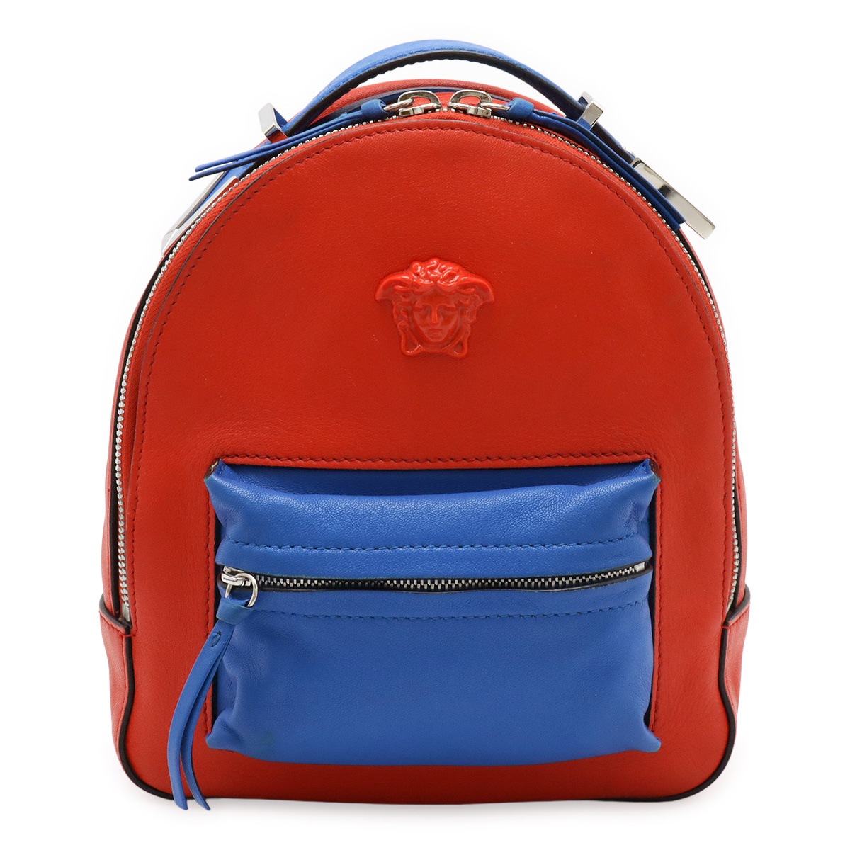 VERSACE ヴェルサーチェ ヴェルサーチ ベルサーチ メデューサ バックパック リュックサック ミニリュック 2WAY レザー レッド ブルー シルバー金具