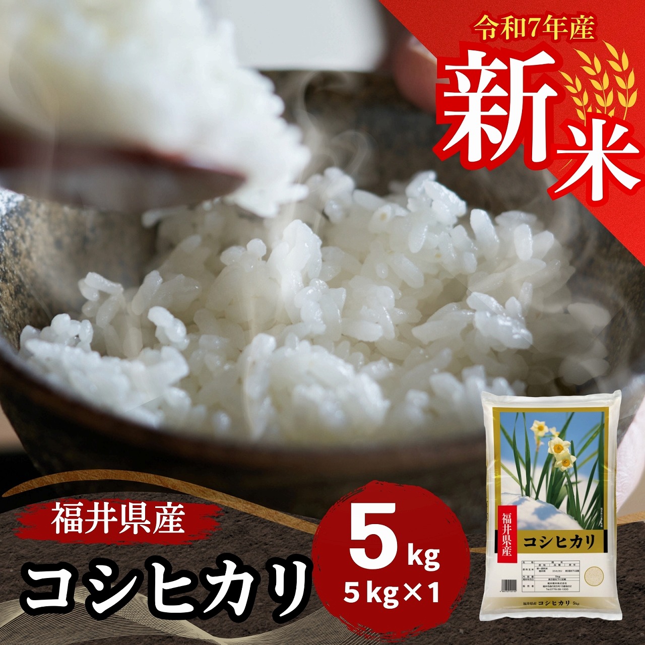 【数量限定】新米 福井県産コシヒカリ5kg 白米　令和7年産
