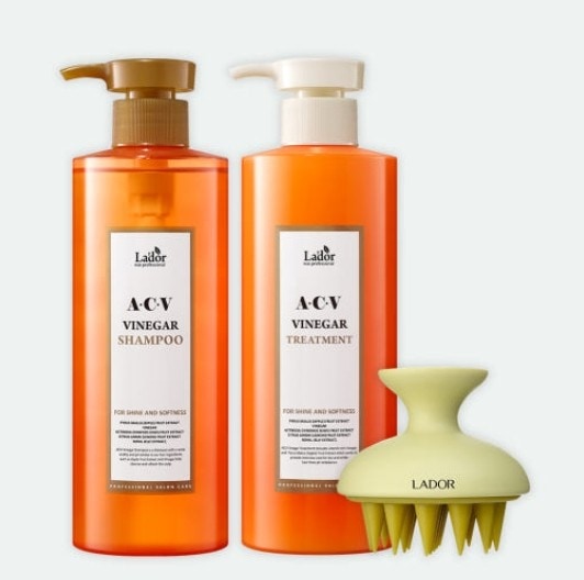 【2点セット】LADOR リンゴ酢シャンプー430ml + トリートメント430ml / 頭皮ケア/ ふけケア/ さわやかなシャンプー/ サマーシャンプー/ クールなシャンプー/ 髪の改善/ ビーガン