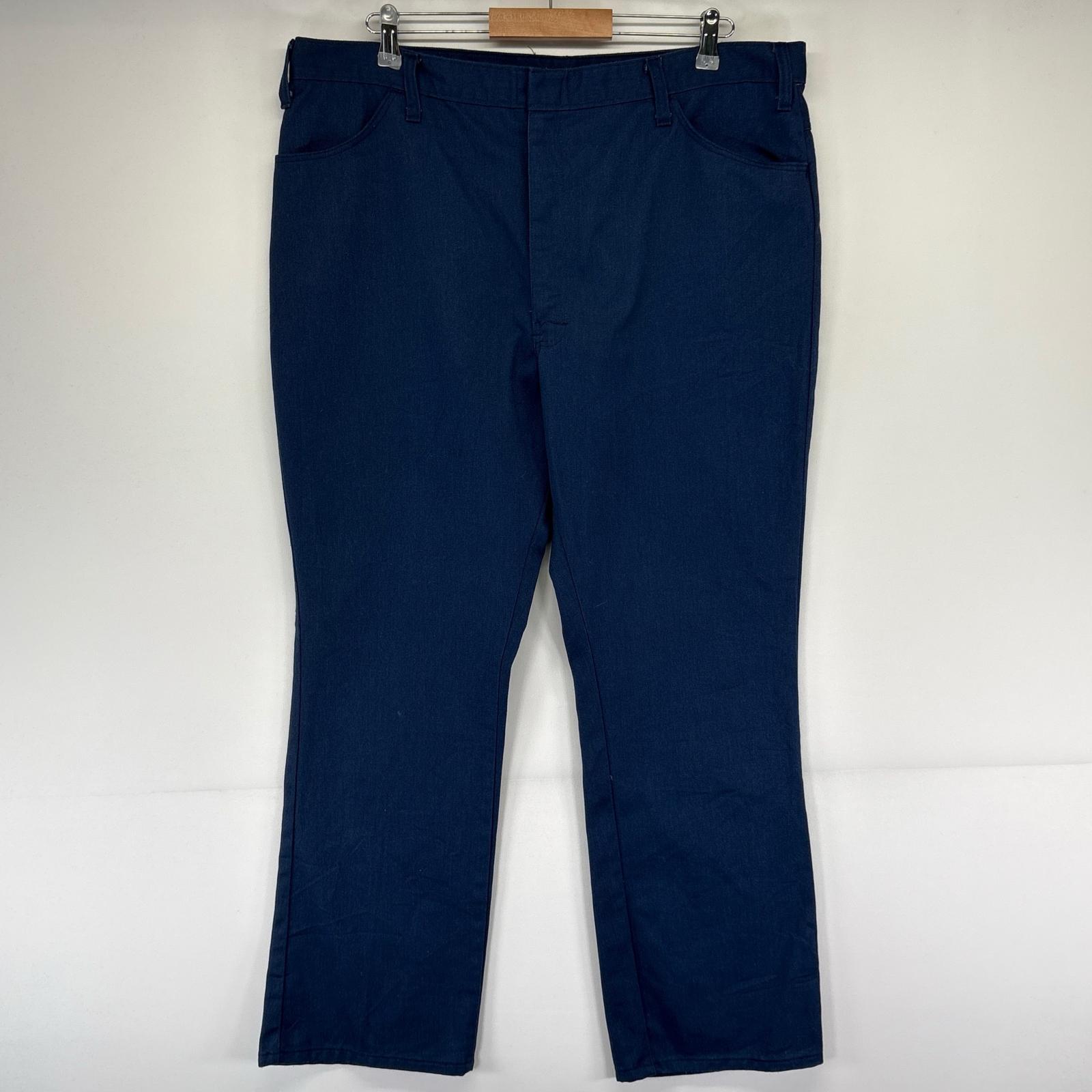 古着 90s/90年代 USA製 パンツ ジッパーフライ タロンジップ チビタグ ワーク W42 L31 ネイビー系 メンズ